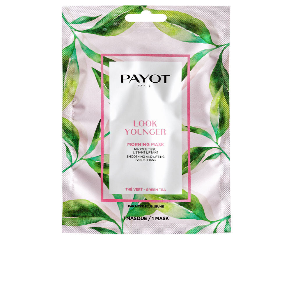 Single‑use green‑tea sheet mask sachet, eco fabric, hydrating serum