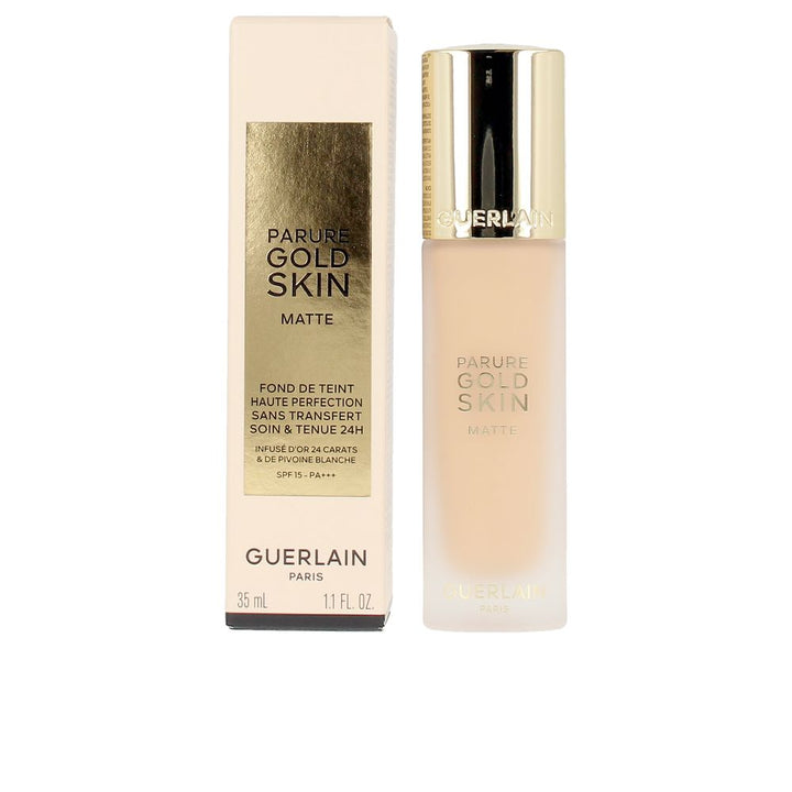 35 ml matte foundation bottle, velvet finish, 24K gold accents, shade 2W