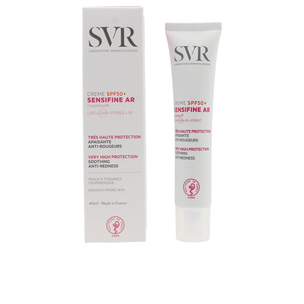 40 ml tube of lightweight SPF50+ facial sunscreen for sensitive skin, calming finish