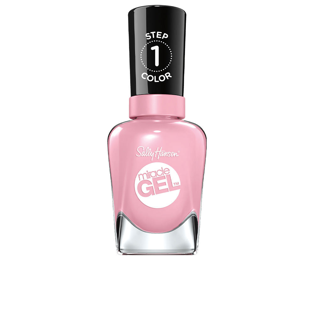 Bottle of creamy pink two-step gel nail colour with matching top coat, 14.7 ml