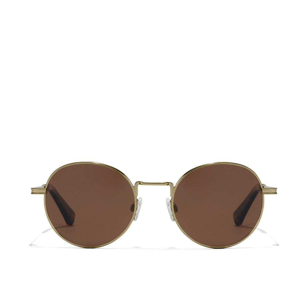 Matte black round metal sunglasses with polarised dark lenses, Unisex