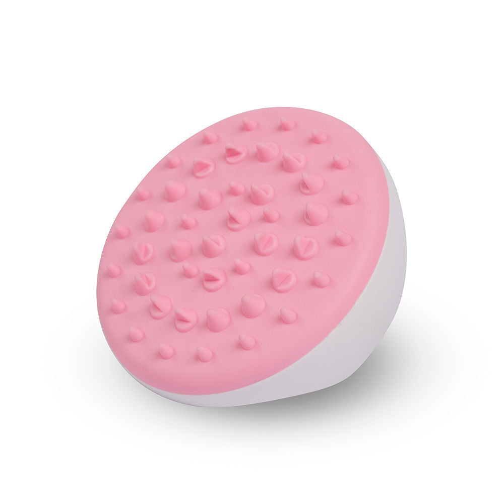 Ergonomic handheld massage roller with textured head for body use