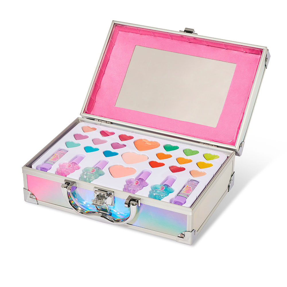 Compact mineral face palette with 31 pressed powder shades in sturdy case