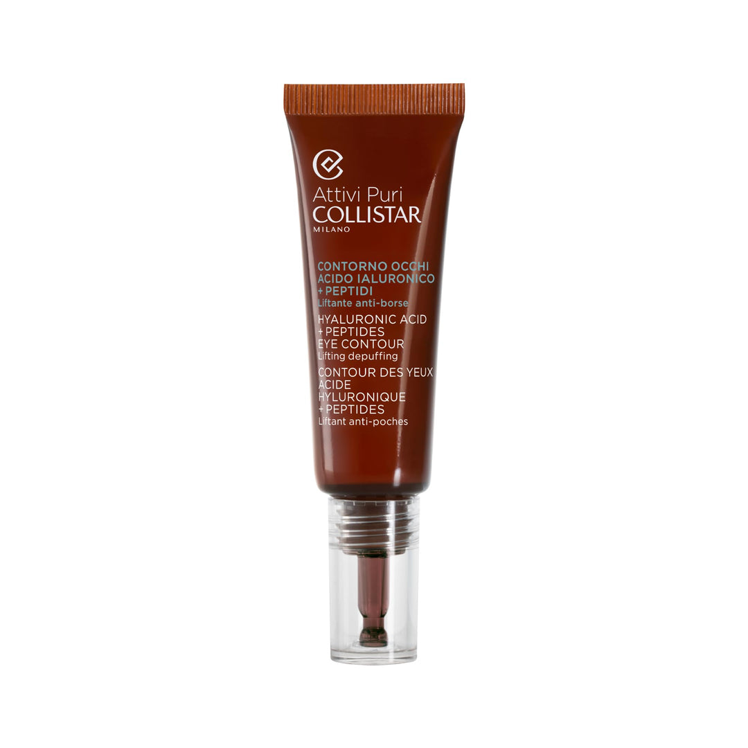 15 ml hyaluronic and peptide eye treatment in clear tube, gel-cream texture