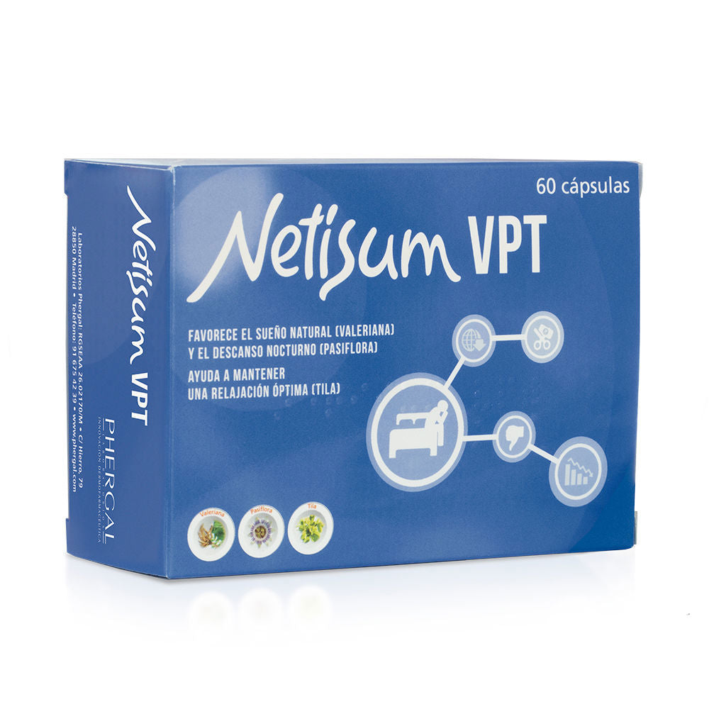 Bottle of Netisum VPT herbal sleep capsules with calming botanical blend