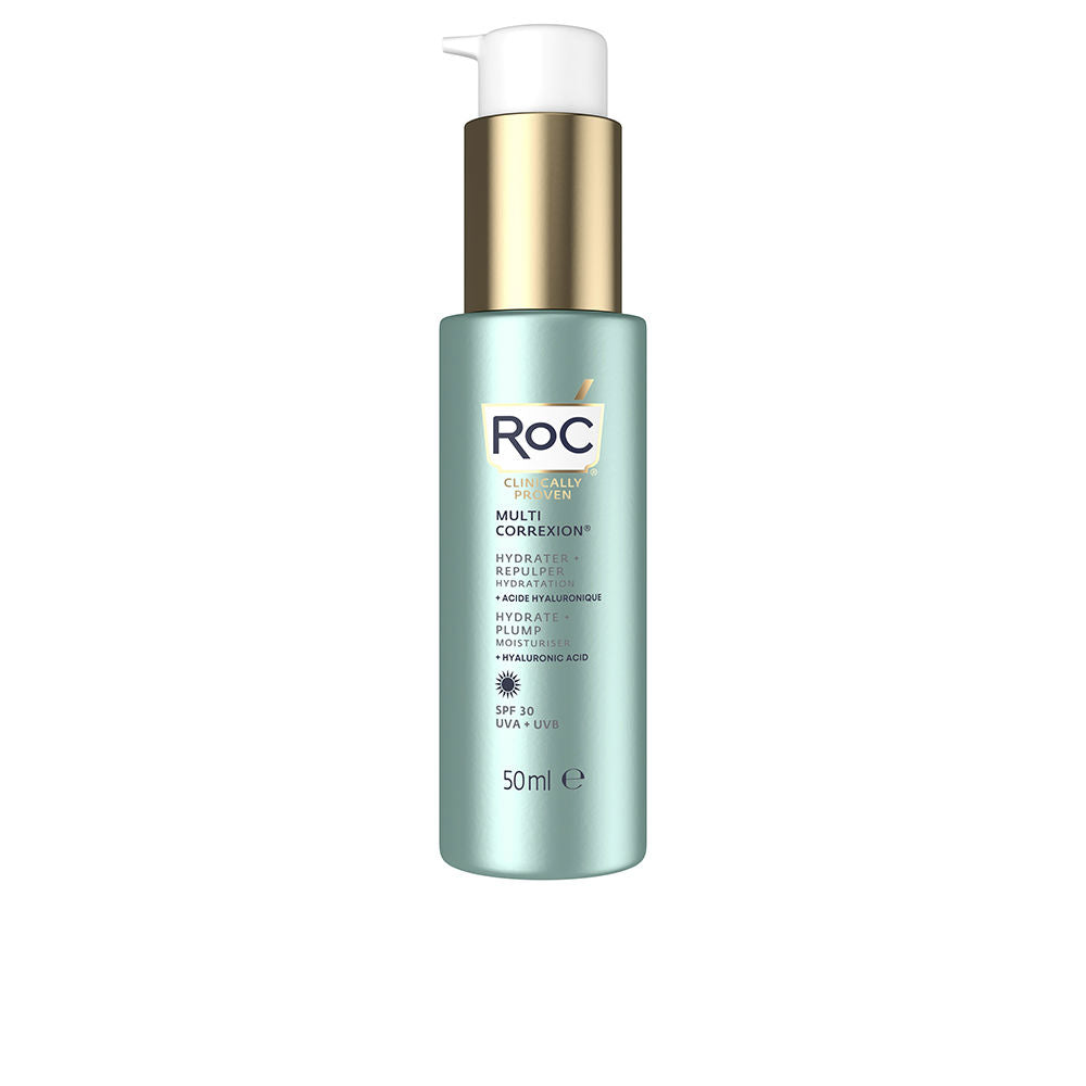 50 ml translucent gel moisturiser bottle with SPF30, hyaluronic acid