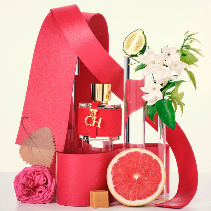 Leather-wrapped perfume bottle with golden cap, 50 ml, Floral Oriental scent
