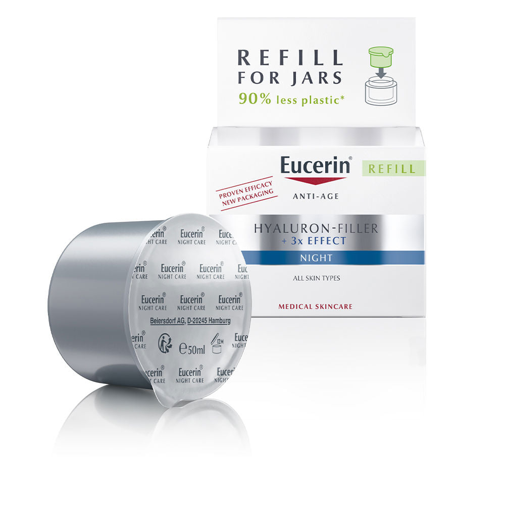 50 ml refillable night cream jar, white packaging, hyaluronic formula