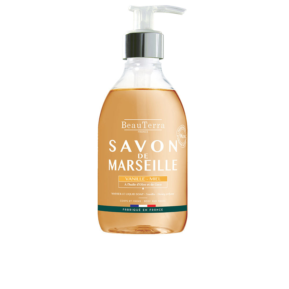 300 ml amber liquid soap bottle, vanilla and honey, recyclable packaging