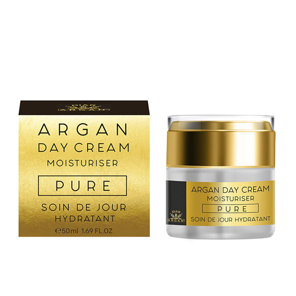 50 ml jar of day moisturiser with argan and shea, white cream texture