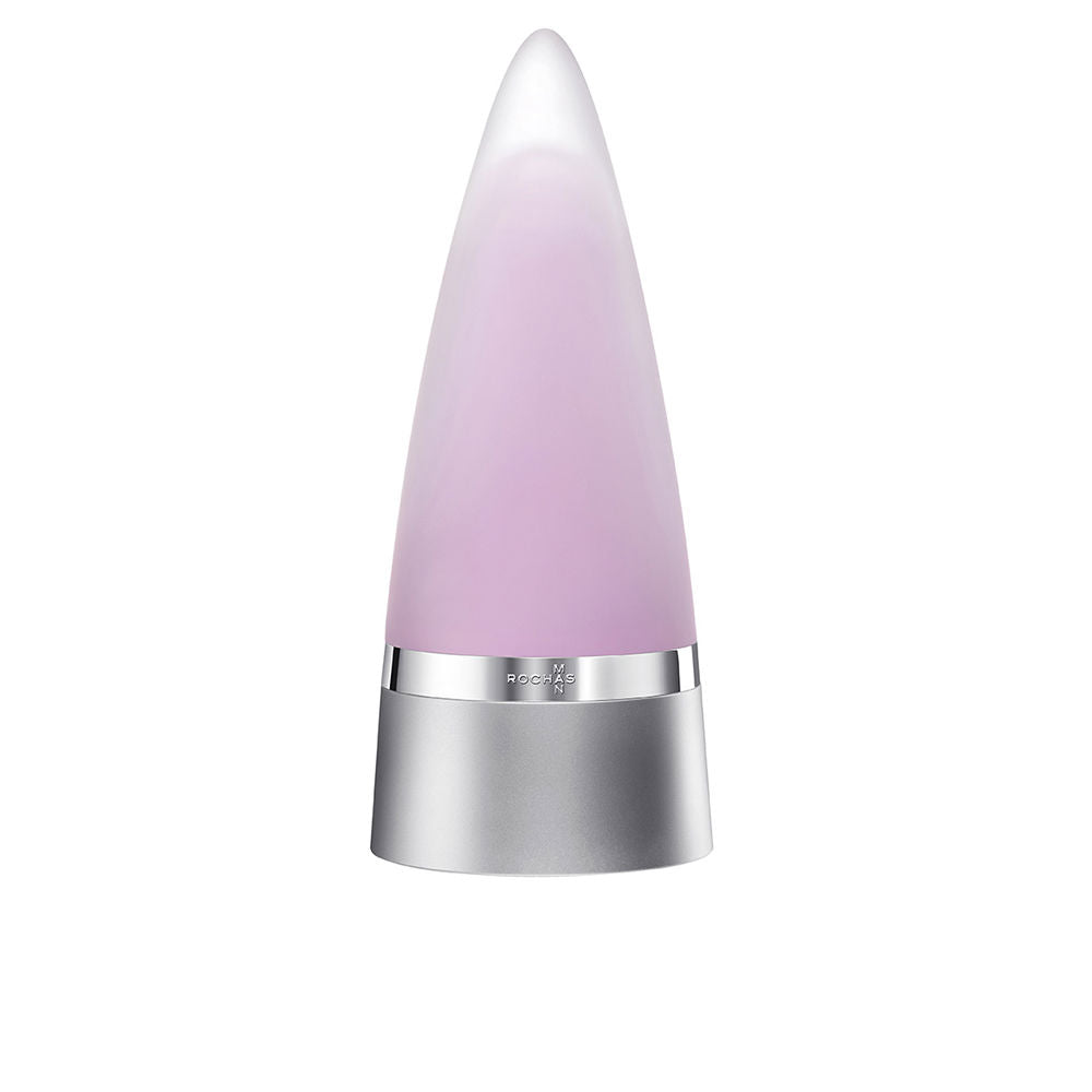 Pink-tinted perfume bottle with silver detail, 100 ml amber-woody fragrance