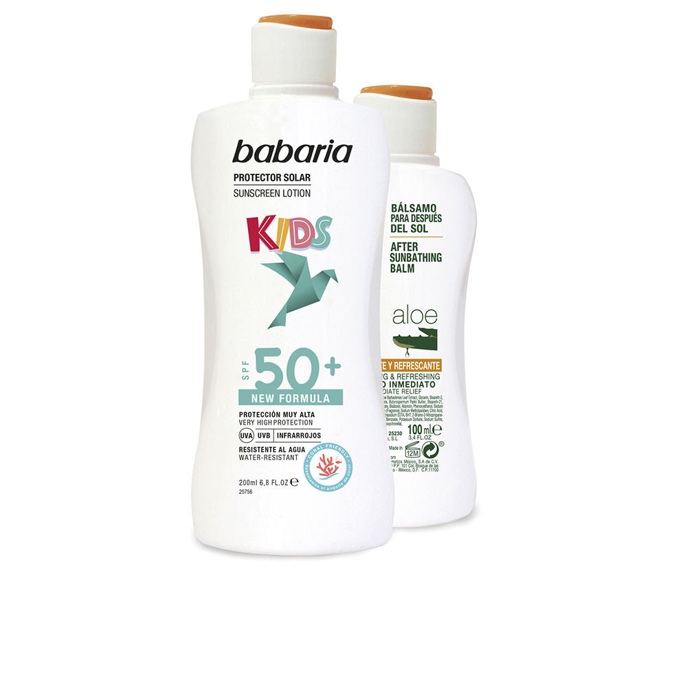Two-piece Babaria kids sun set: SPF 50 sun milk and after-sun lotion, 150ml each
