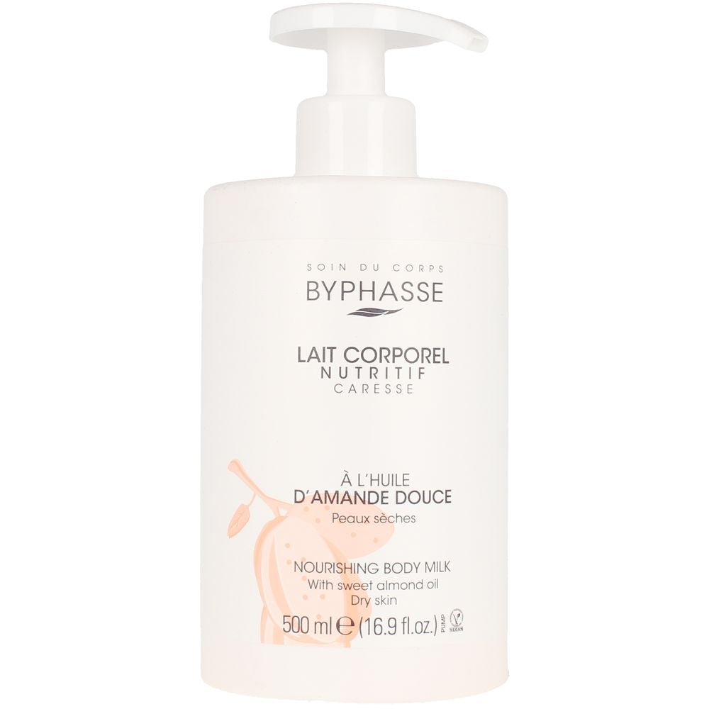 500 ml pump bottle of sweet almond nourishing body milk for dry, Unisex skin