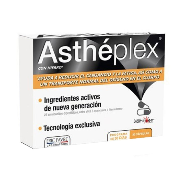 Bottle of 30 Unisex iron and dipeptide energy supplement capsules