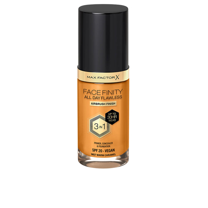30 ml tube of 3‑in‑1 matte face base in Warm Caramel shade