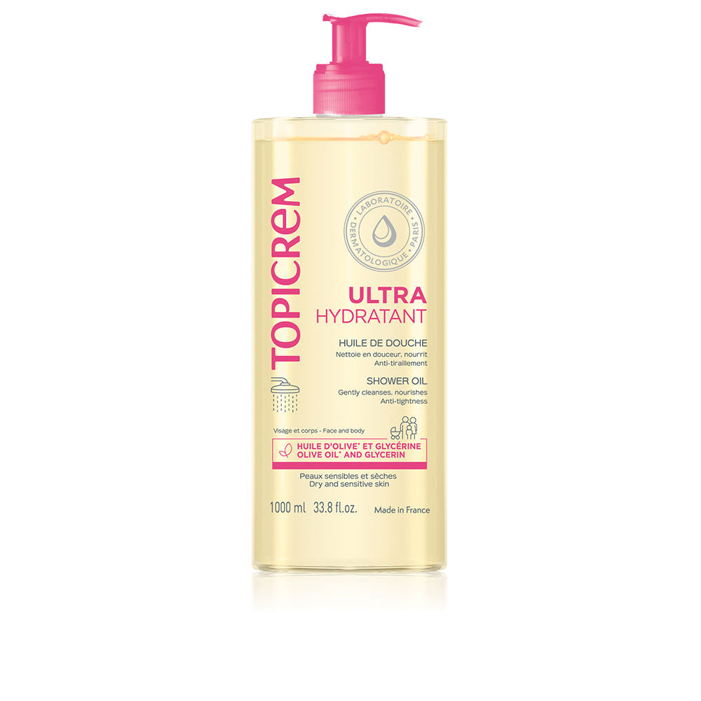 1,000 ml bottle of olive shower oil in refillable packaging for Unisex use