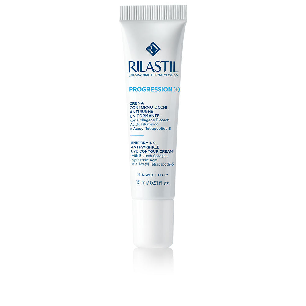 15 ml jar of Progression+ eye cream, pale beige cream, compact tub