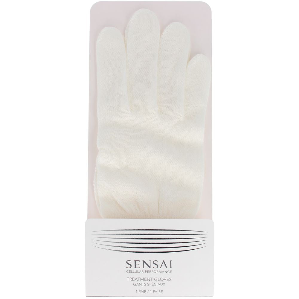 Pair of white cotton treatment gloves, close-knit weave, unisex size