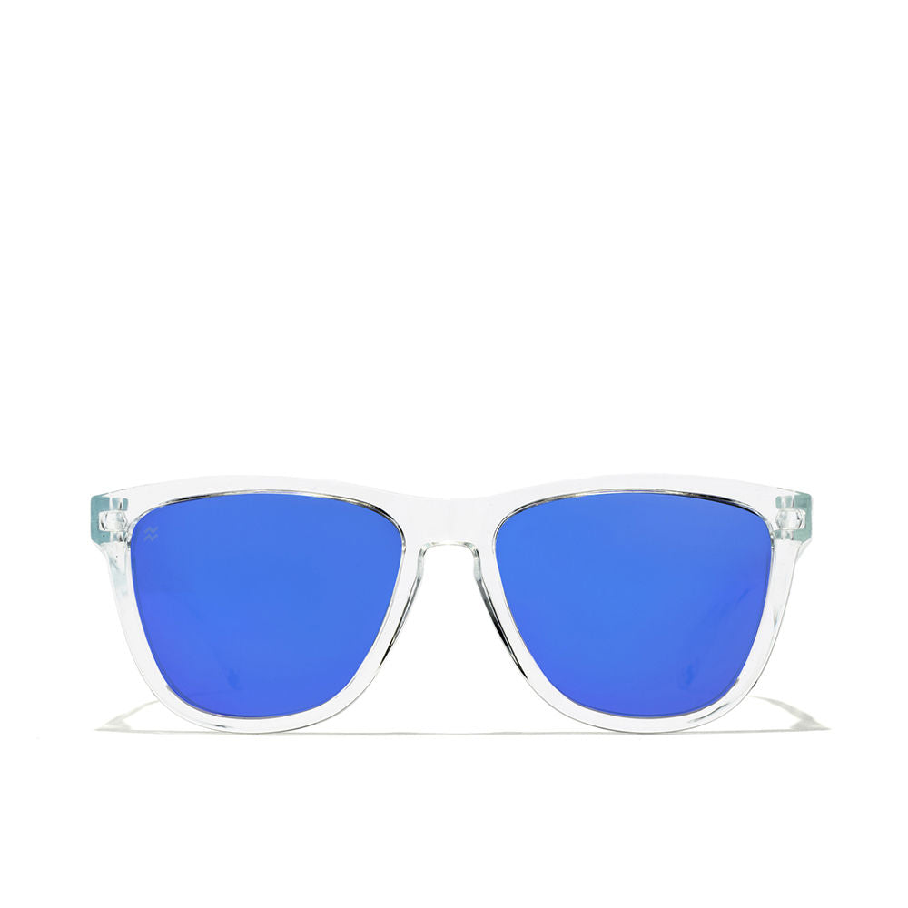 Unisex rectangular grey ruby polarised sunglasses, black nylon frame, 140mm lenses