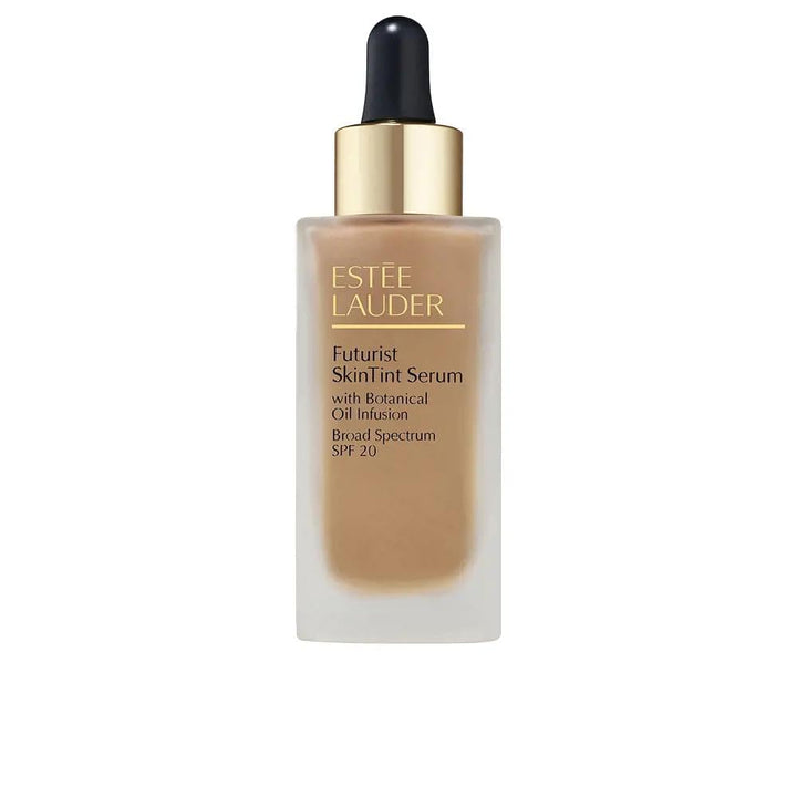 30 ml tinted SPF20 skin serum in pebble shade, pump bottle, sheer radiant finish