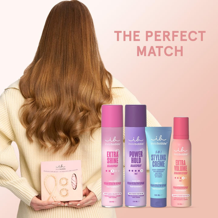 Three-piece fabric heatless curling set, soft covers, flexible cores, packaged kit