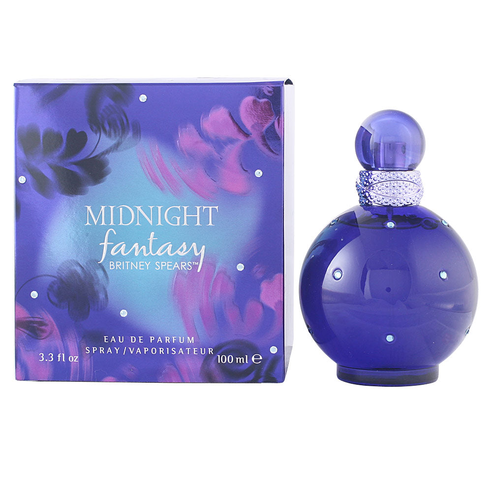 Blue rounded perfume bottle with jewel details; 100 ml floral-fruity fragrance for Women