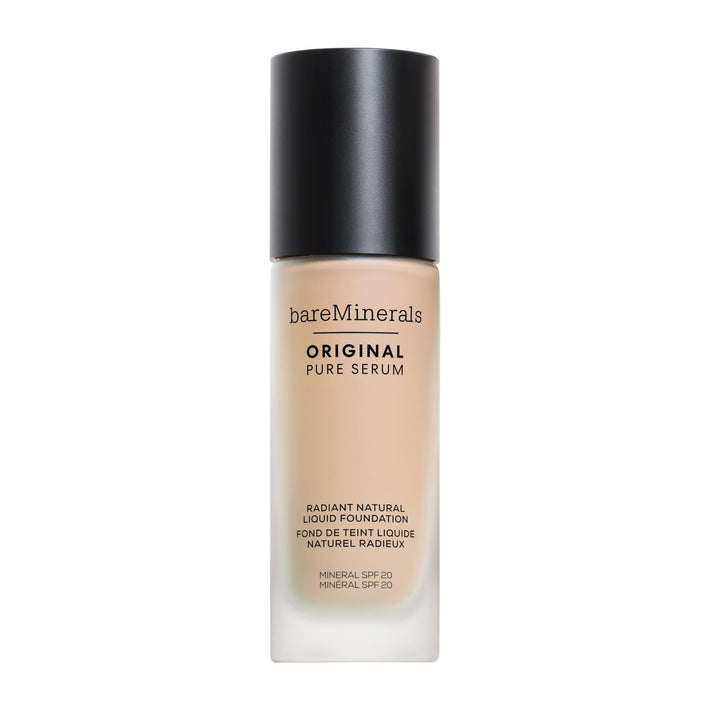 30 ml glass bottle of light serum foundation with pump, fair cool shade