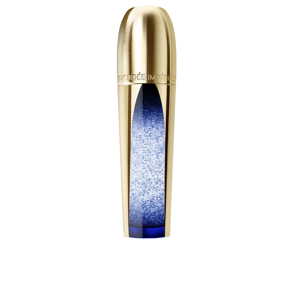 Elegant serum bottle of Orchidée Impériale Micro-Lift Concentrate by Guerlain
