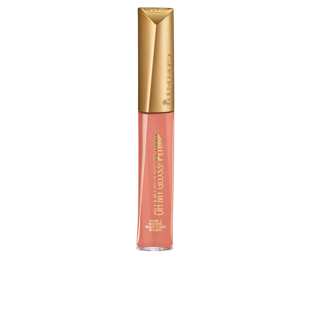 Clear peach-tinted lip gloss tube, 7 ml, glossy applicator