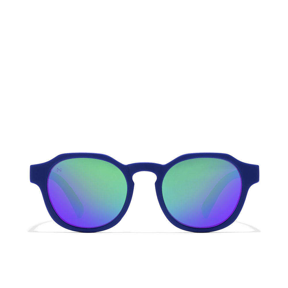 Round navy‑emerald polarised children's sunglasses, polycarbonate frame, 44 mm lenses