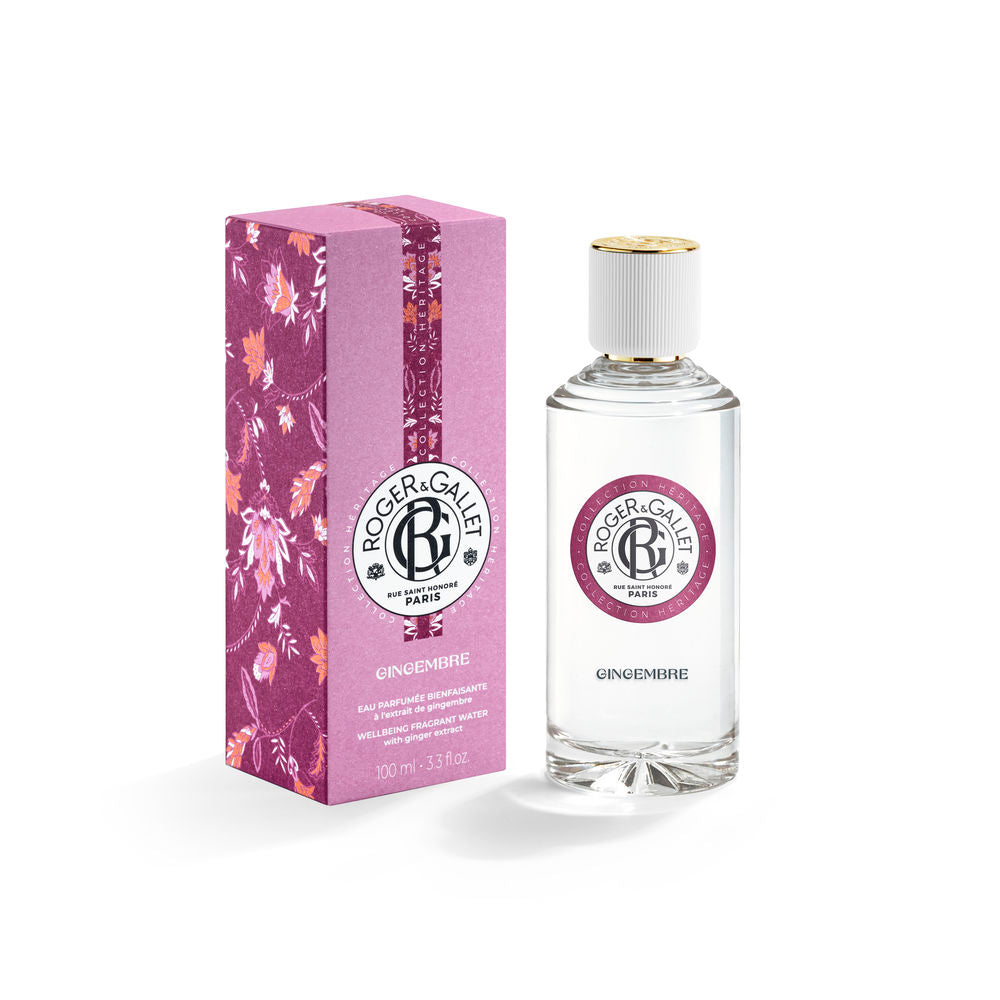 100 ml clear bottle of unisex ginger eau de cologne with amber-hued liquid