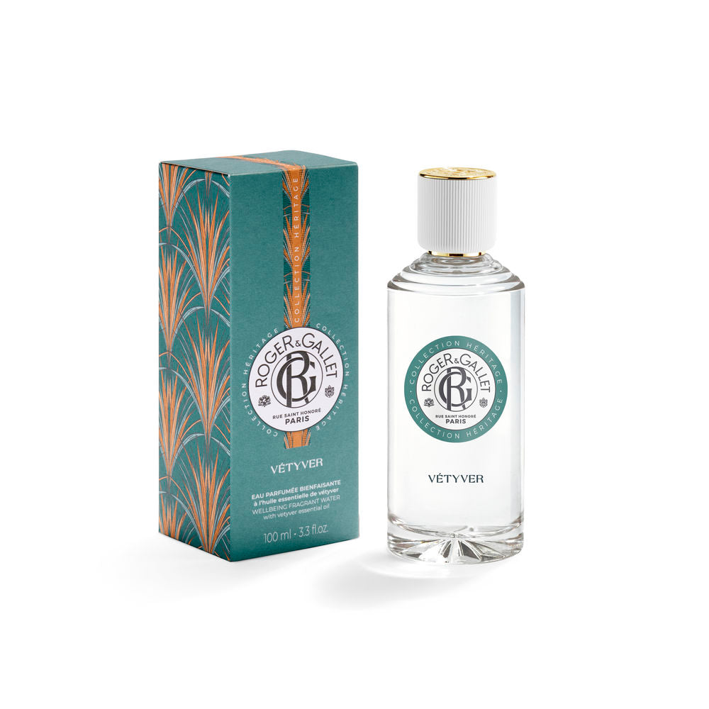 100 ml clear bottle of Vétiver fragrant water, Unisex aromatic‑woody scent