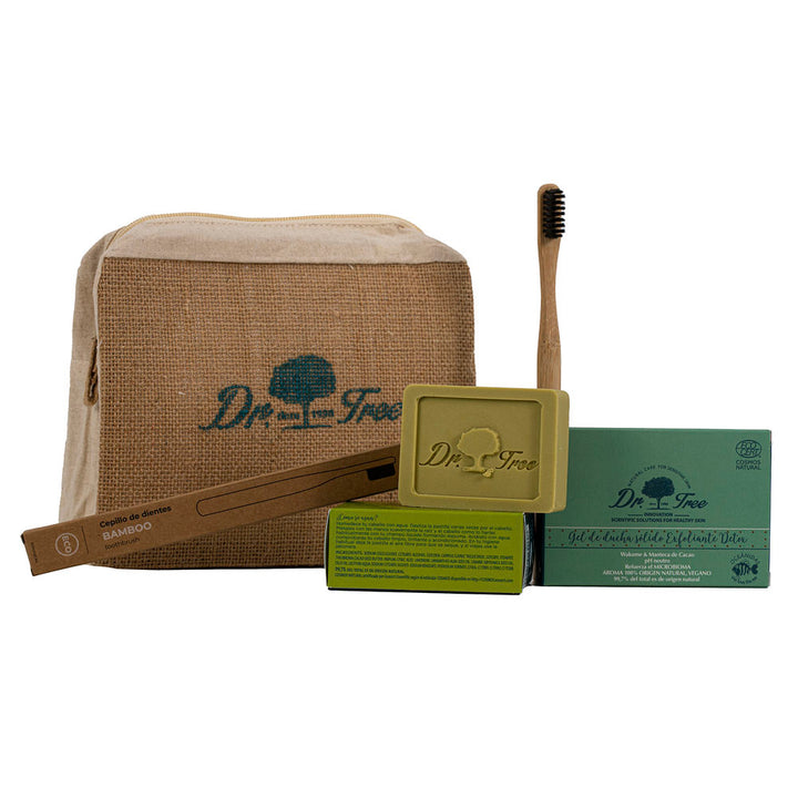 Compact set: solid shampoo bar and solid body gel in travel-ready pouch, Unisex