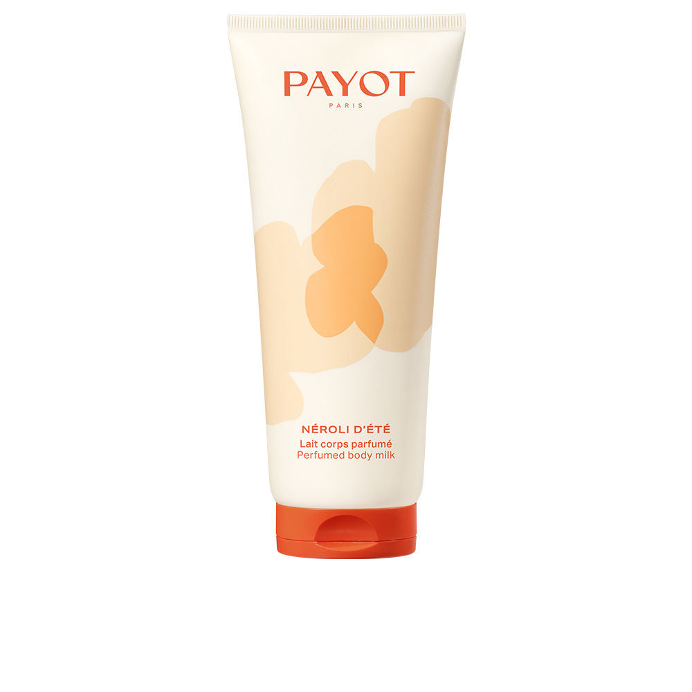 Bottle of Payot Neroli d'Été scented body milk with floral inspiration