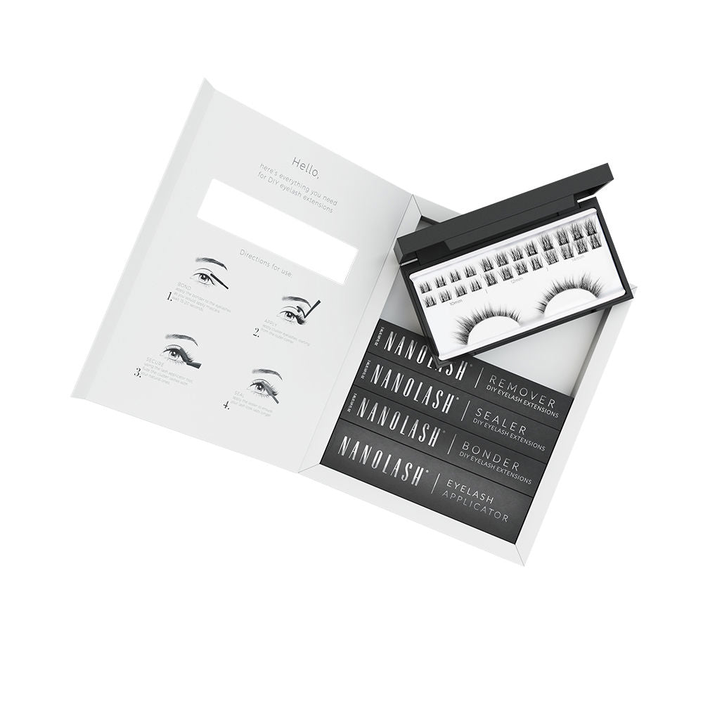 Nanolash Divine Case starter kit with lash sections, applicator, adhesive and remover