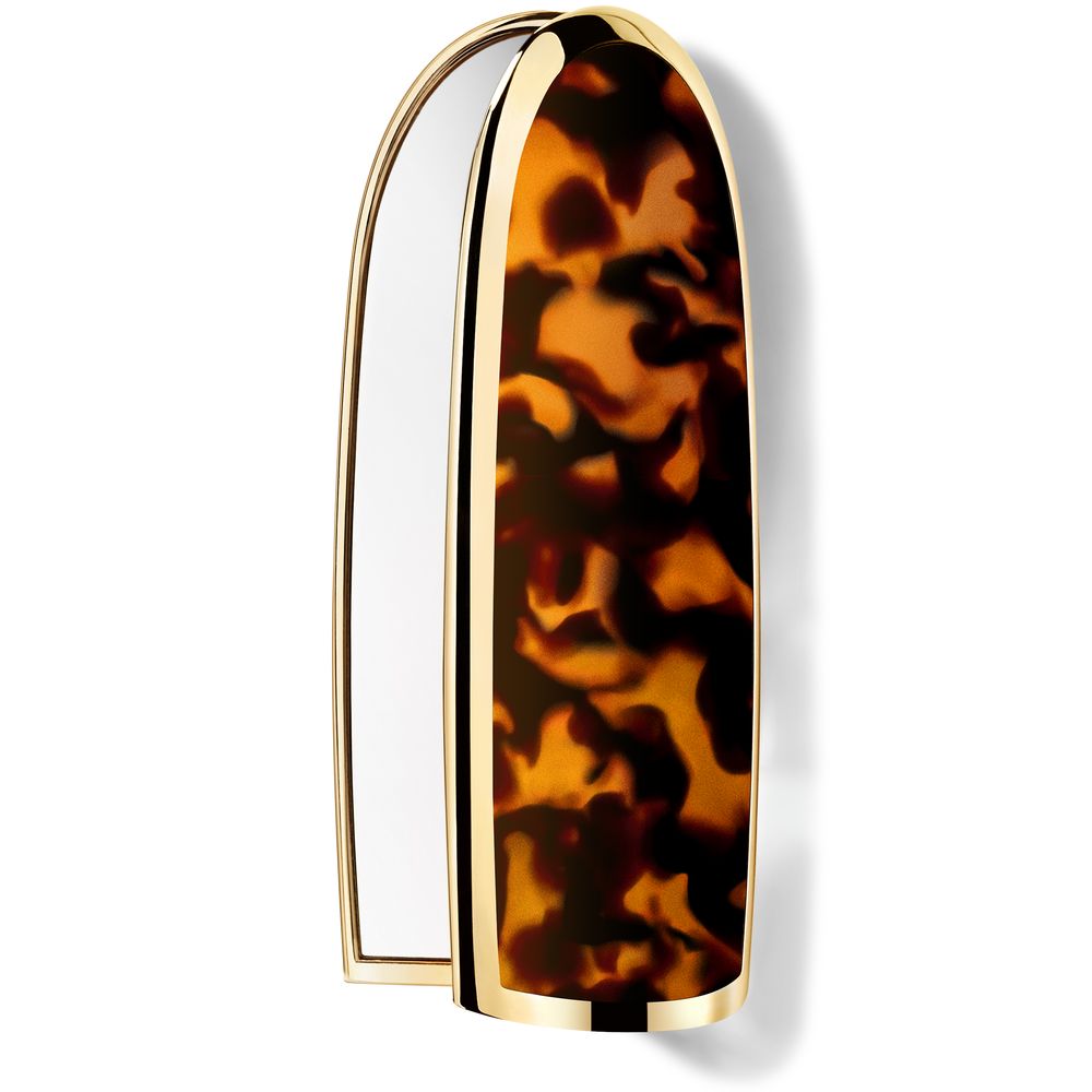 Refillable gilt-trim lipstick in customisable compact with double mirror, satin and velvet finishes