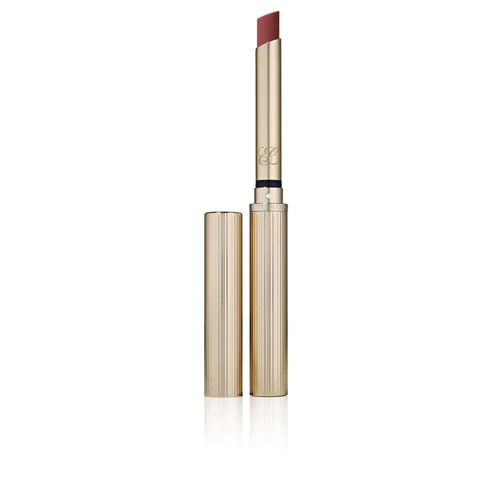 Slim matte lipstick in velvet brown with gold textured case, 7 g