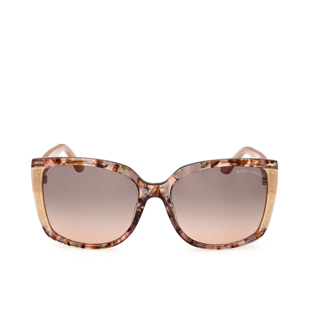 Square acetate sunglasses in mixed havana and pink, 59 mm lenses, 18 mm bridge