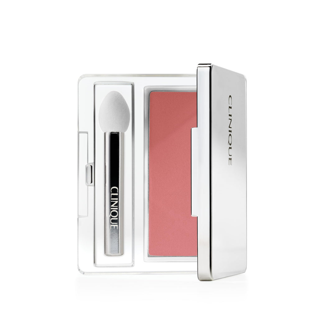 Compact metalised eye powder in warm pink Sunset Glow with sponge applicator, Unisex