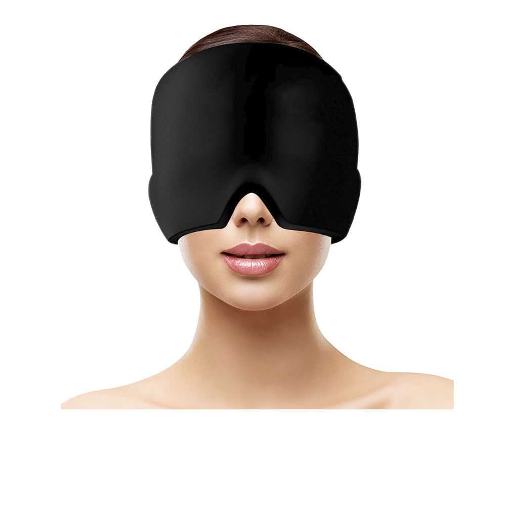 Paloma Beauties Black fabric sleep mask with contoured nose cutout, wrap-around large coverage and smooth surface