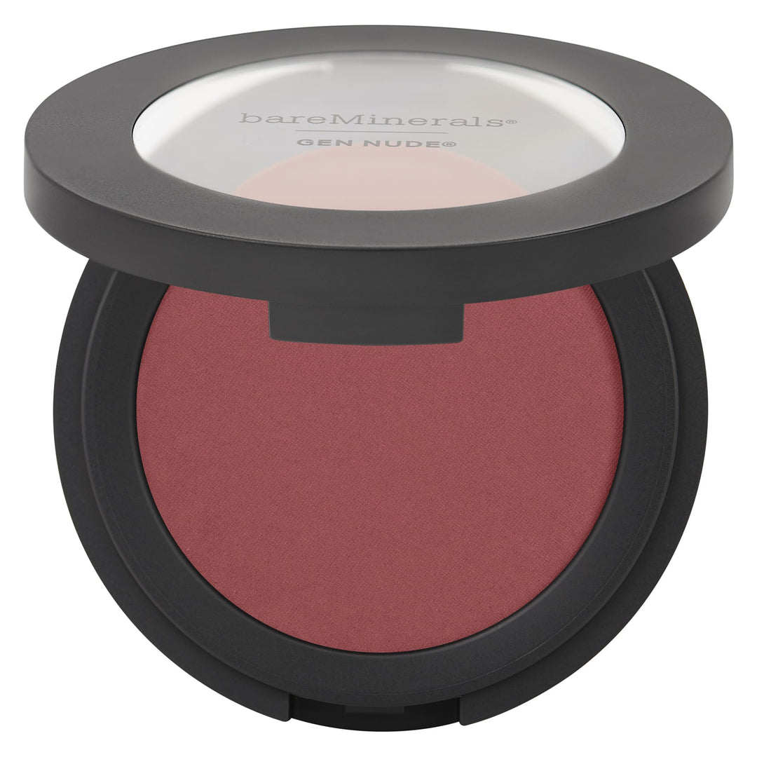 Compact mineral powder blush in warm nude shade, 6 g, cream-matte finish
