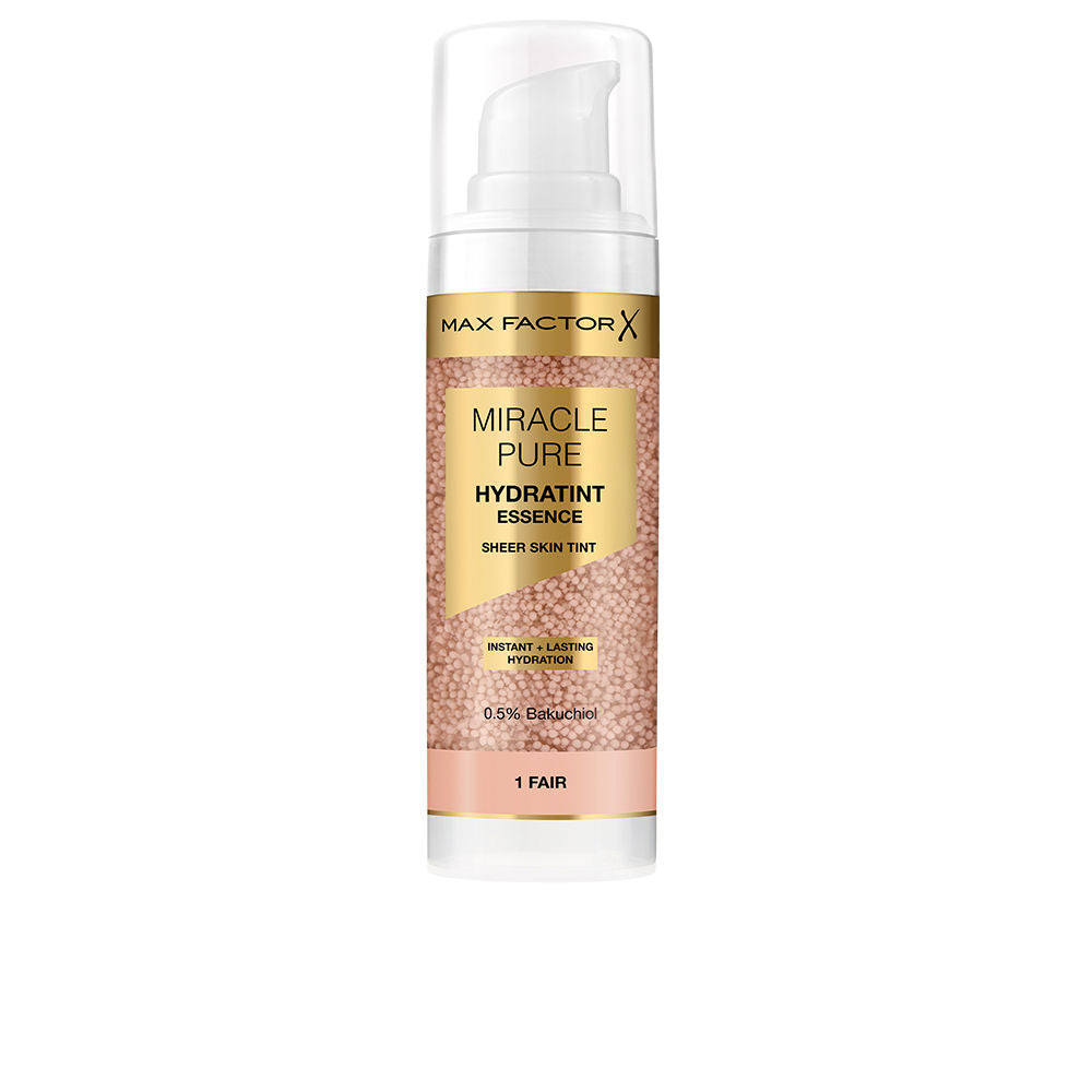30 ml pump bottle of tinted hydrating skin tint in Fair shade, satiny finish