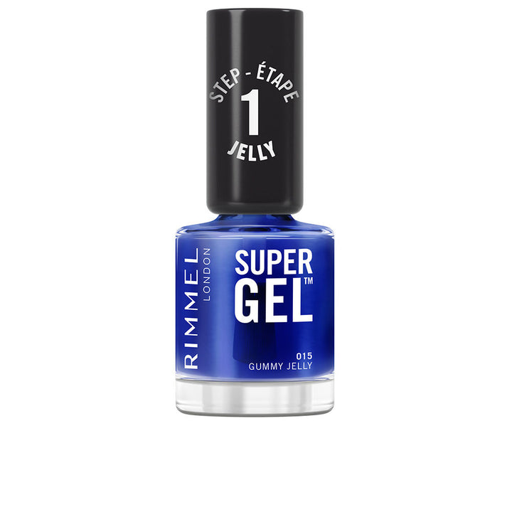 Bottle of jelly blue gel-effect nail polish, 12 ml, glossy finish
