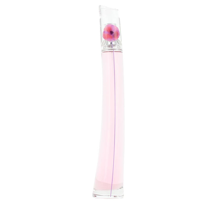 100 ml glass bottle with pink-violet poppy motif, floral fruity perfume