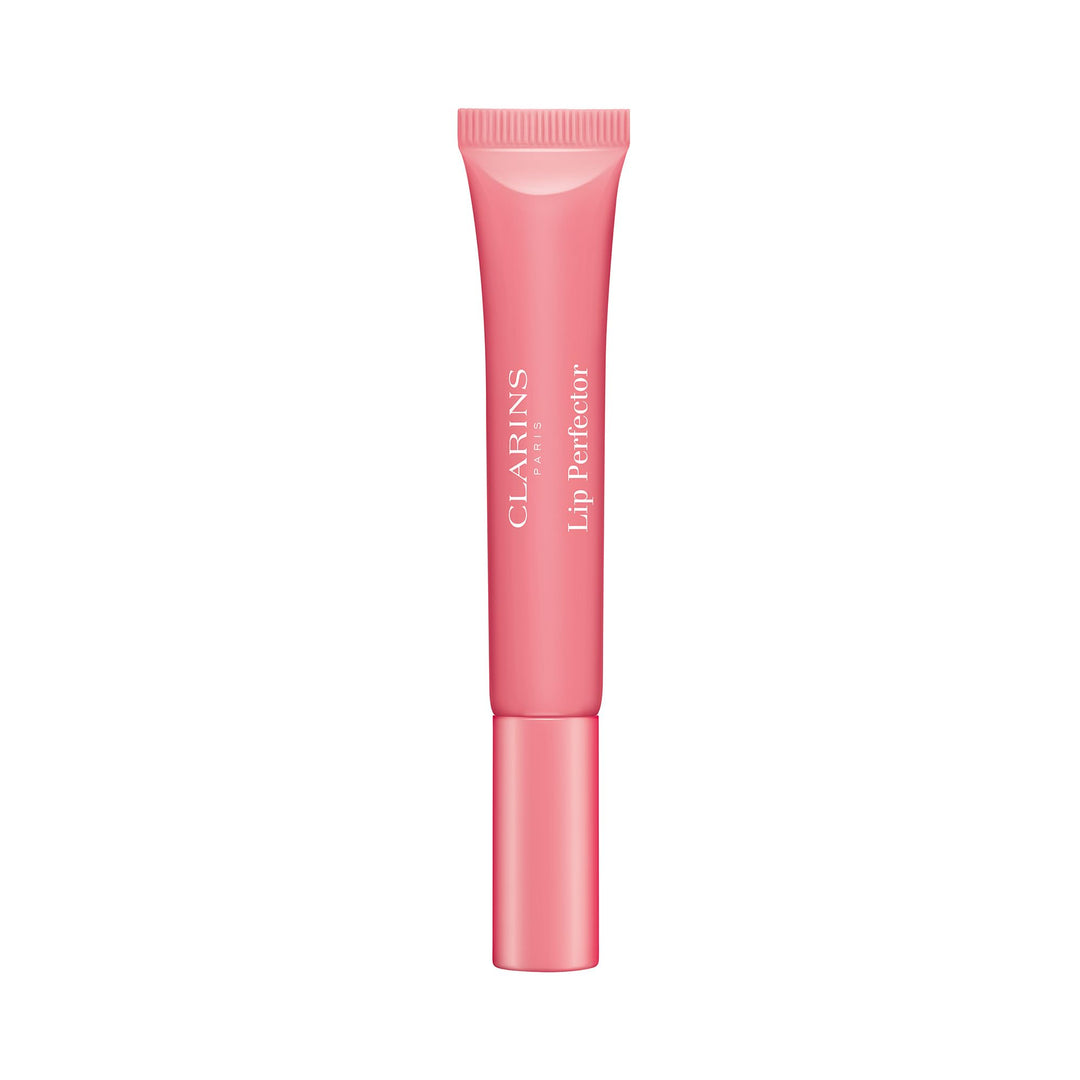 Translucent rose shimmer lip gloss in 12 ml tube, subtle shine