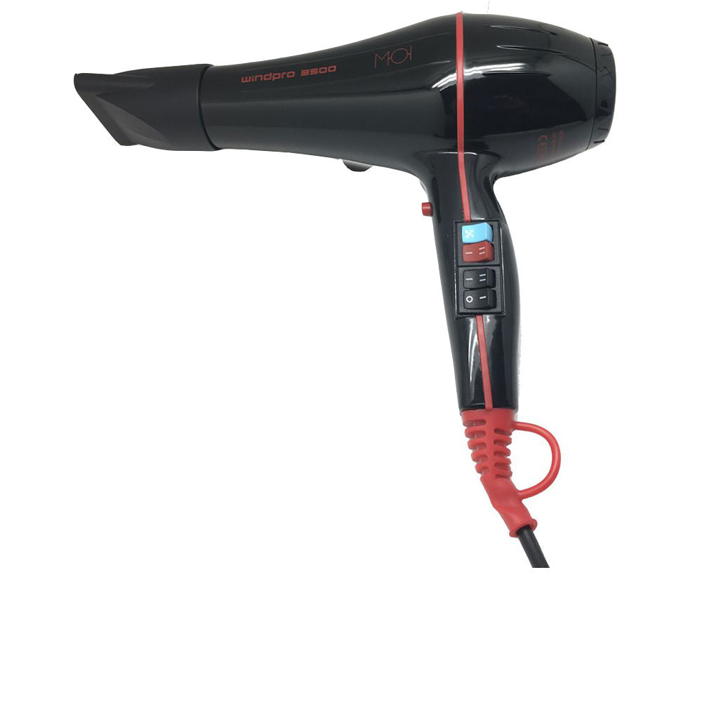 Professional compact AC hair dryer with ergonomic handle and two concentrator nozzles, Unisex