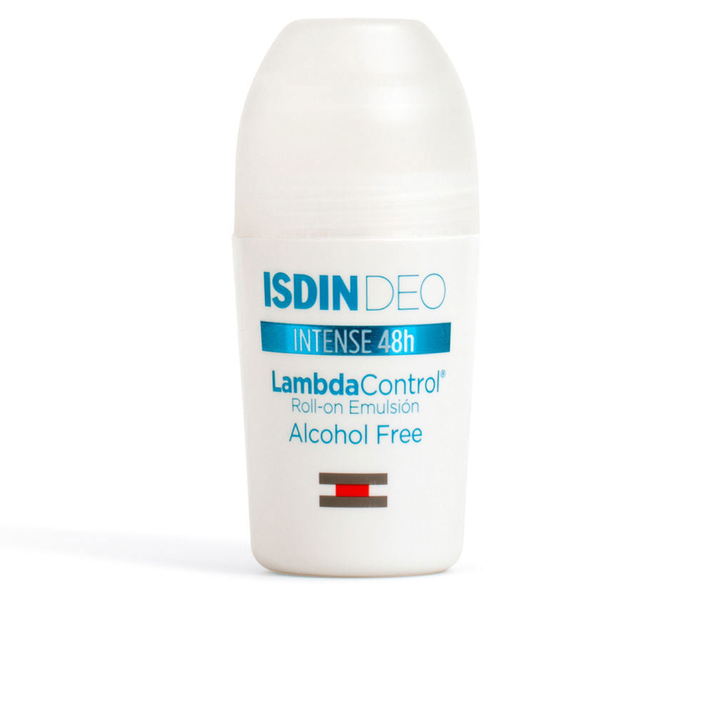 Isdin Lambda Control roll‑on deodorant bottle designed for sensitive skin, alcohol‑free