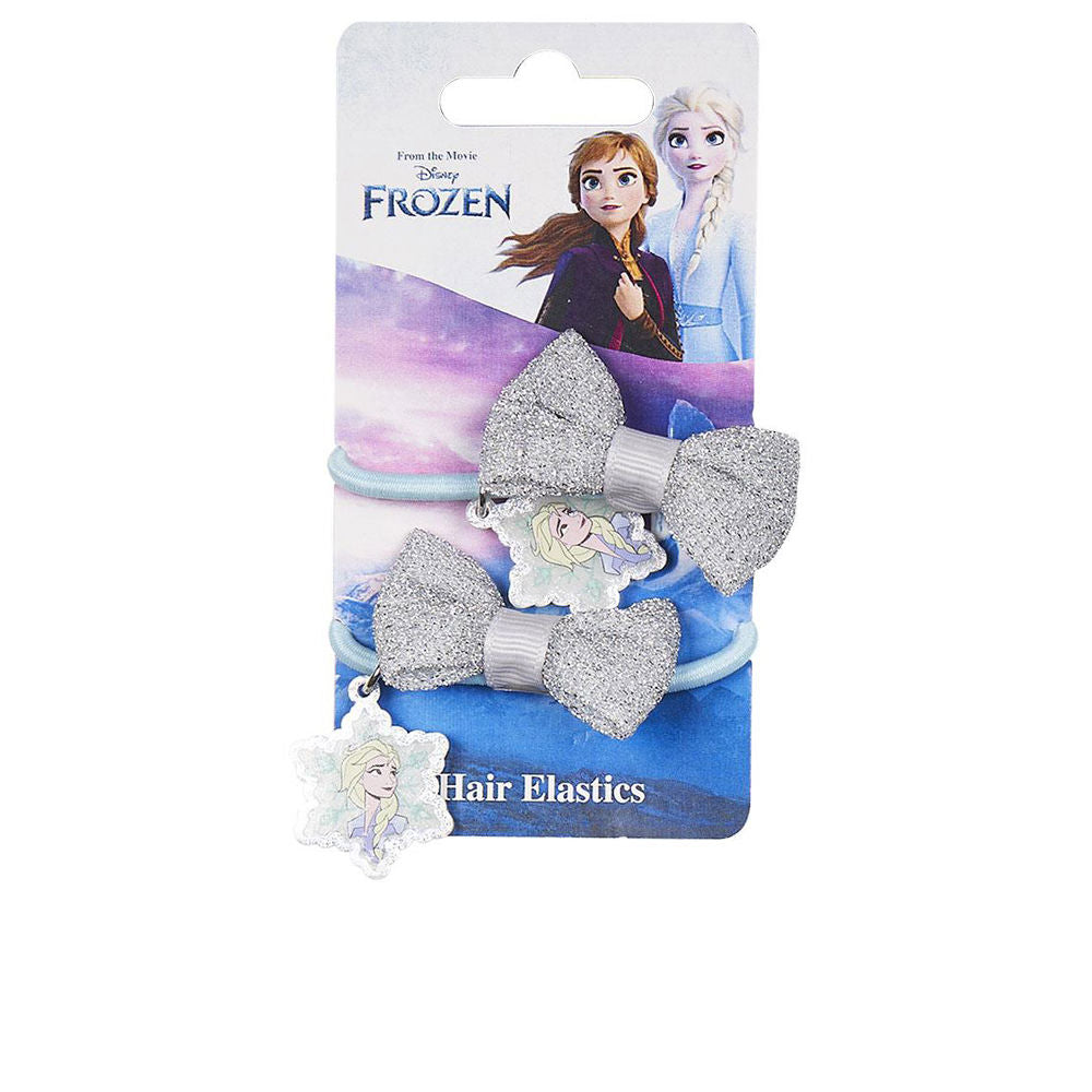 Two small polyester hair elastics with bow and Frozen charm, set of 2