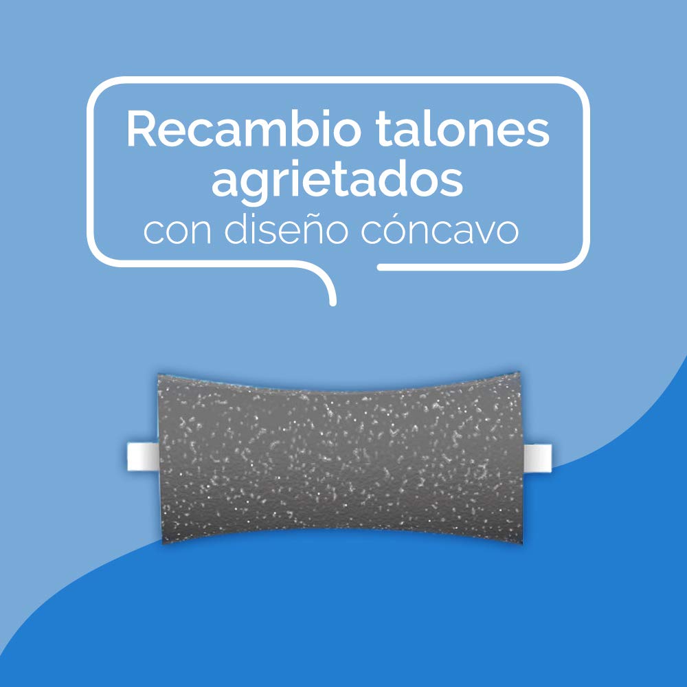 Scholl Gray rectangular replacement roller heads with concave abrasive texture, two pieces with small white side tabs