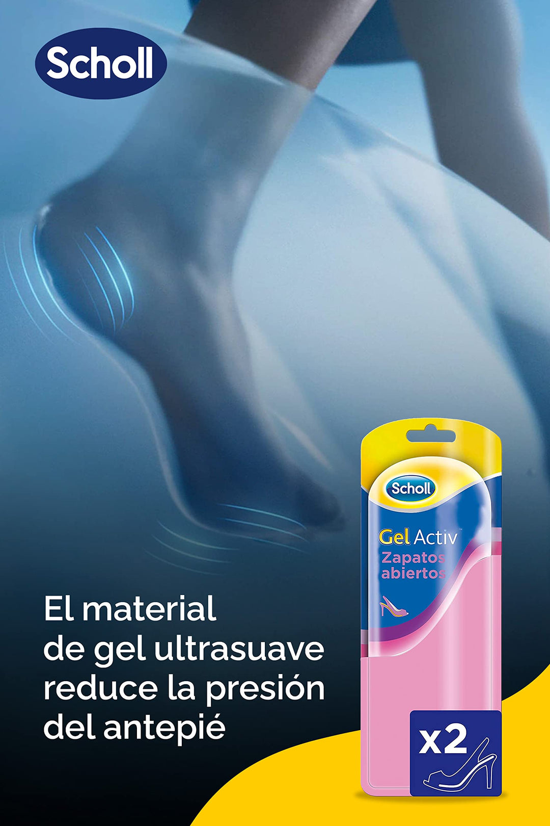 Scholl Clear gel shoe insole with raised textured bumps, curved arch support and cushioned heel pad